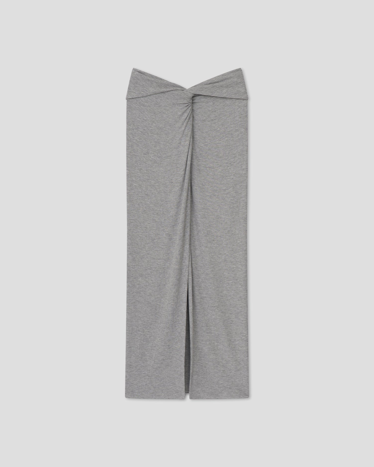 Carlene - Fluid Rib Twisted-Front Sarong Skirt - Grey Melange