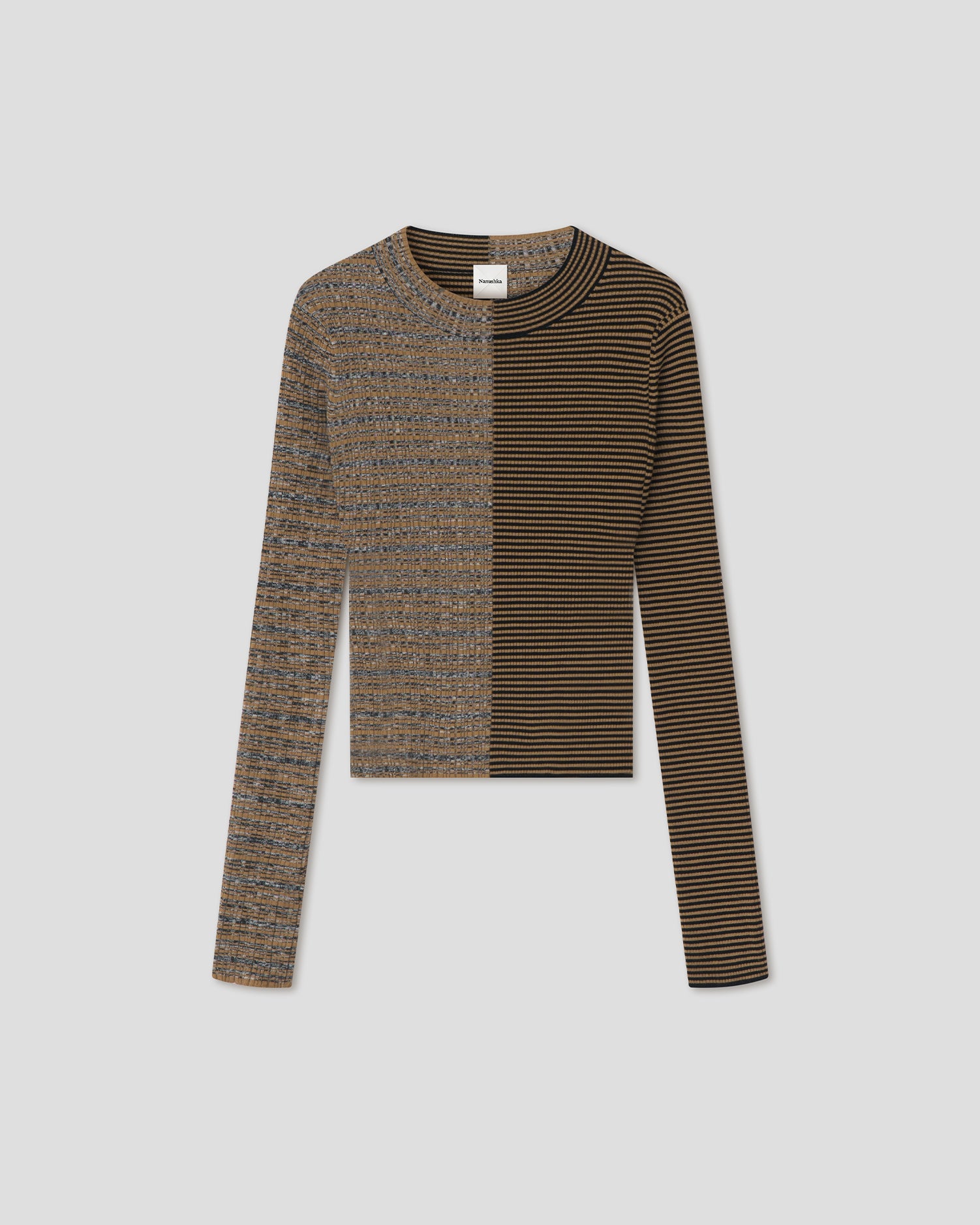 Perrie - Turtleneck top - Curry Stripe/Spacedye