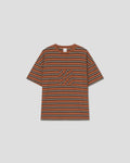 Wren - Embroidered T-shirt - Tan/White/Black Stripe