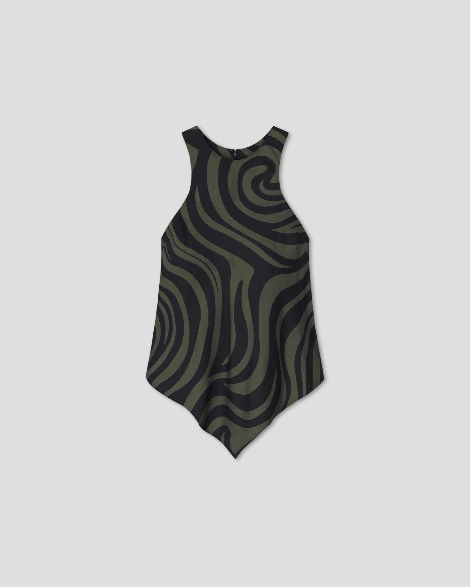 Coletta - Twill Silk Loose Sleeveless Top - Midnight Green Swirl