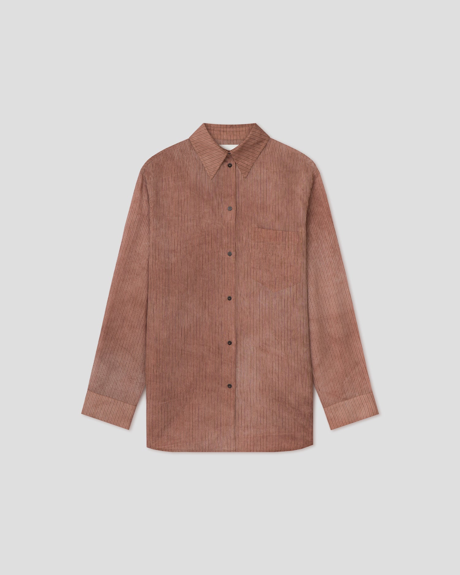 Chaska - Striped Organza Oversized Shirt - Terracotta