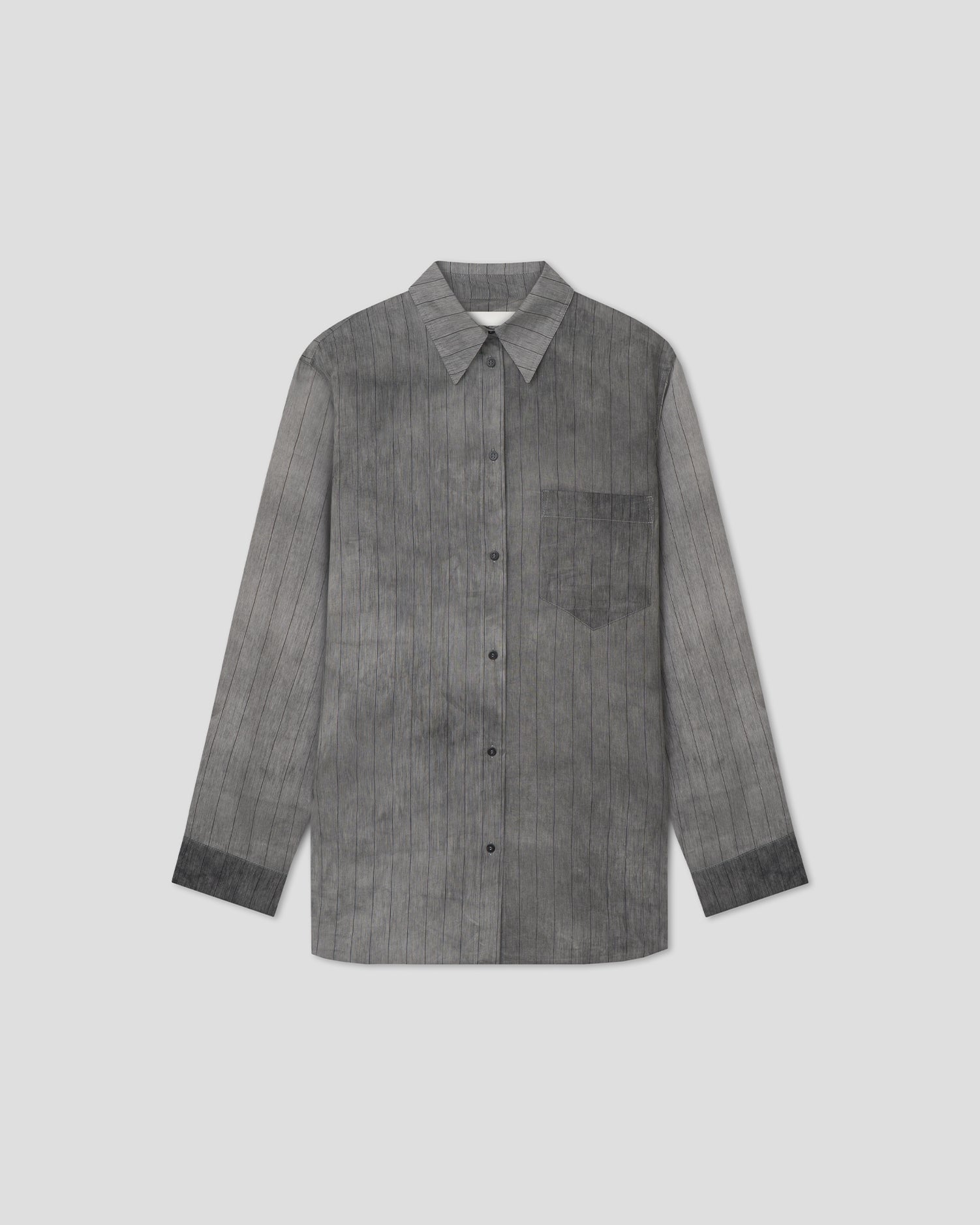 Chaska - Striped Organza Oversized Shirt - Grey
