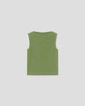 Caile - Cotton Seersucker High-Neck Sleeveless Top - Matcha