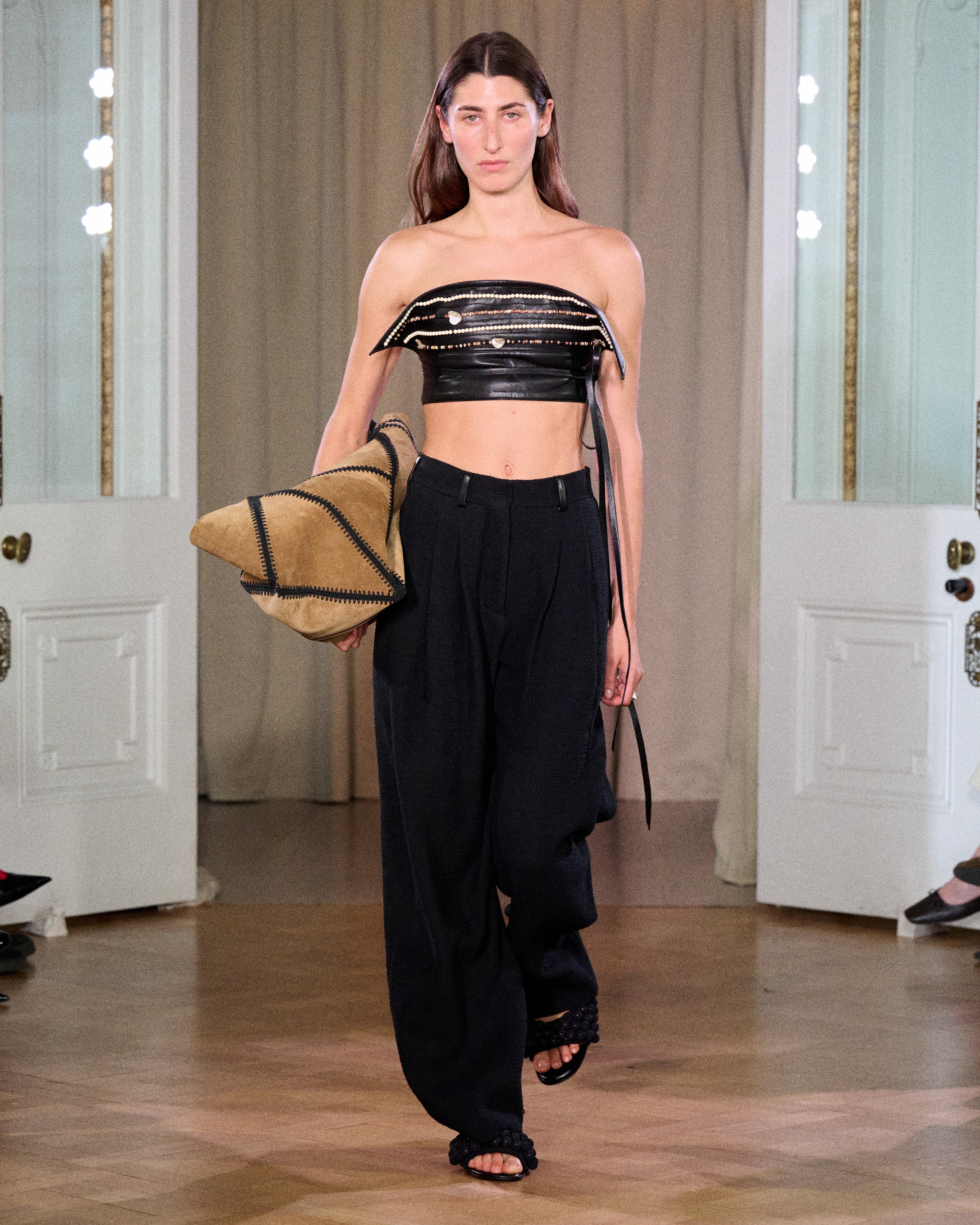 Seka - Cotton Linen Tweed Tapered Tailoring Pants - Black