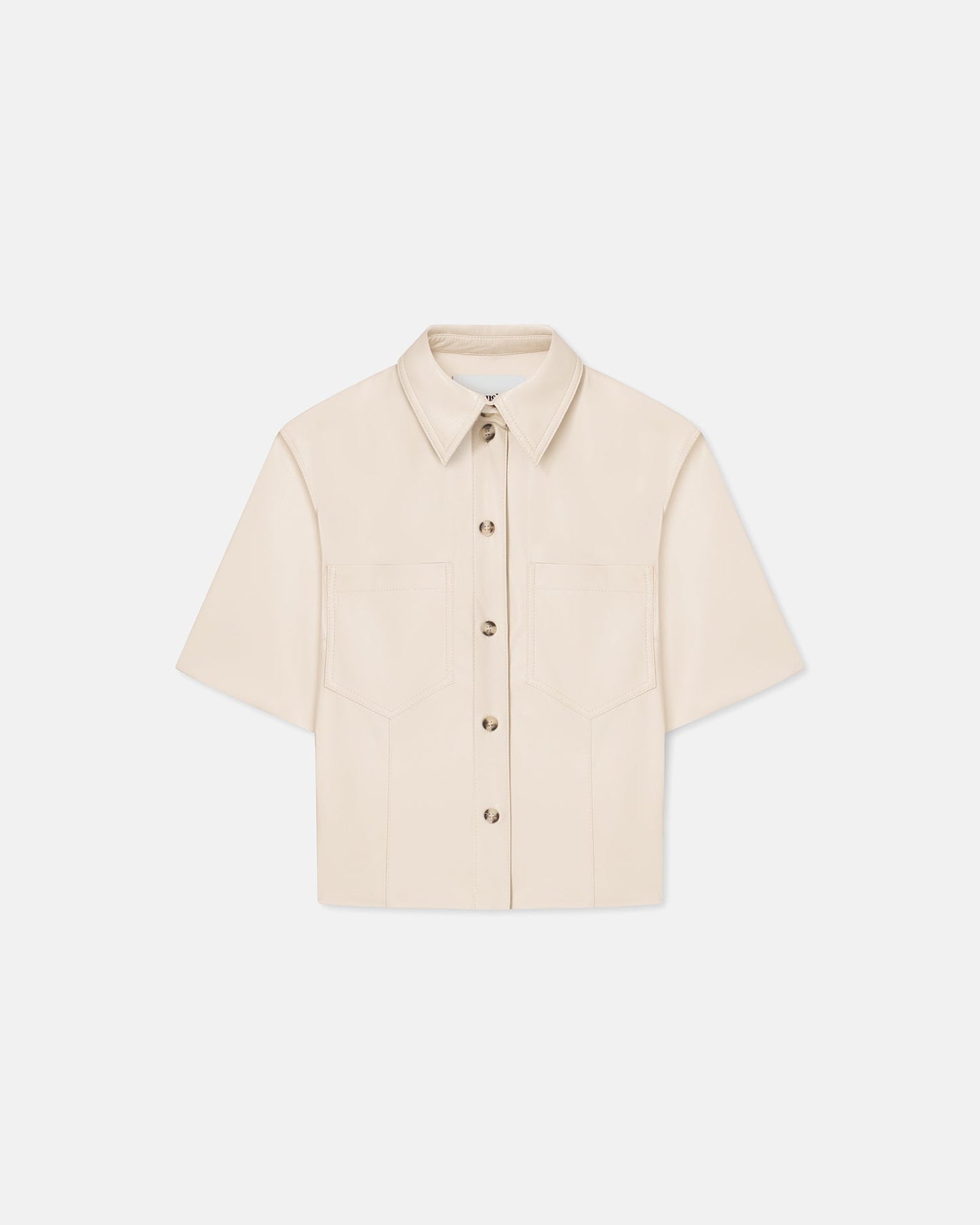 Sabine - Okobor™ Alt-Leather Short Sleeve Shirt - Creme – Nanushka