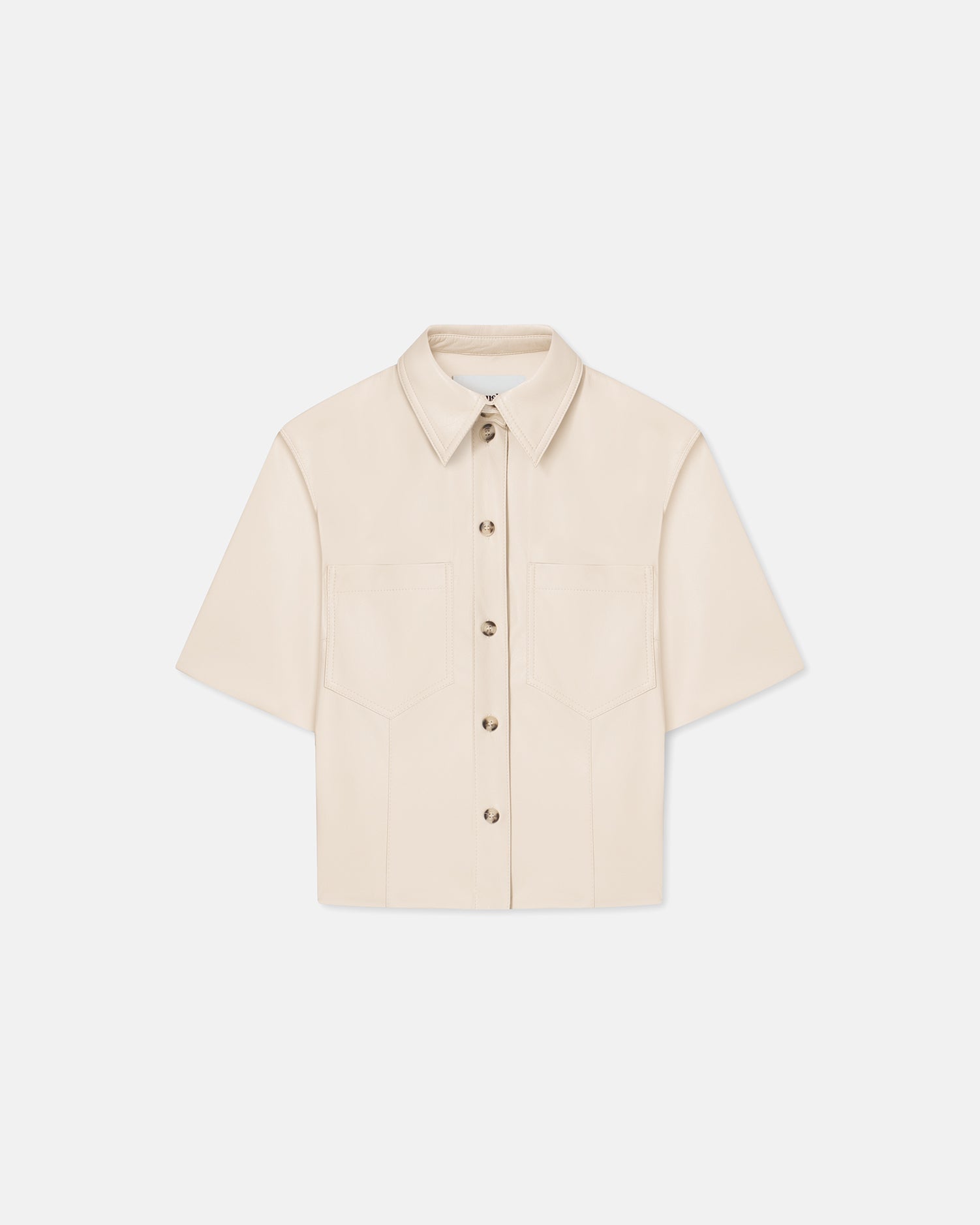 Sabine - Okobor™ Alt-Leather Short Sleeve Shirt - Creme – Nanushka