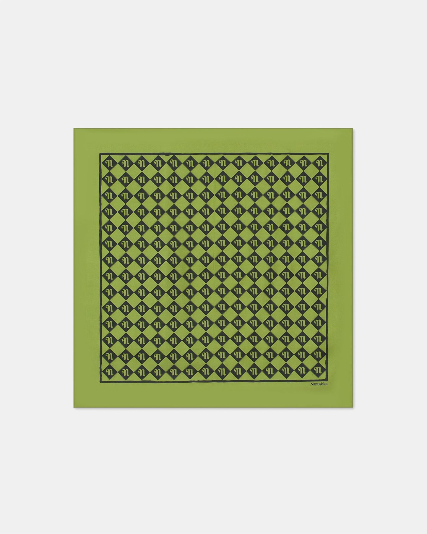 Shoul - Printed Silk Scarf - Diamond Check Green