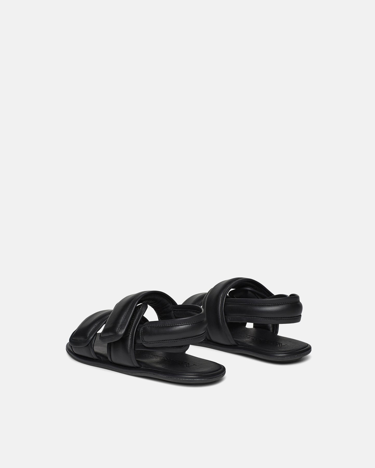 Tarrus - Rounded Toe Padded Flat Sandals - Black