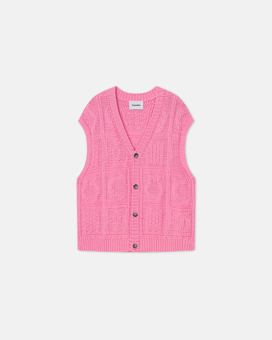 Terence - Cable-Knit Cotton-Blend Vest - Pink