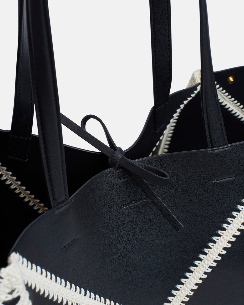 Origami Tote - Alt-Nappa crochet tote - Black/Crème