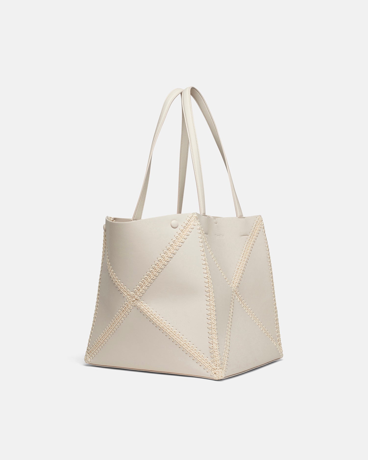 Origami Tote - Alt-Nappa Crochet Tote - Off White/Crème