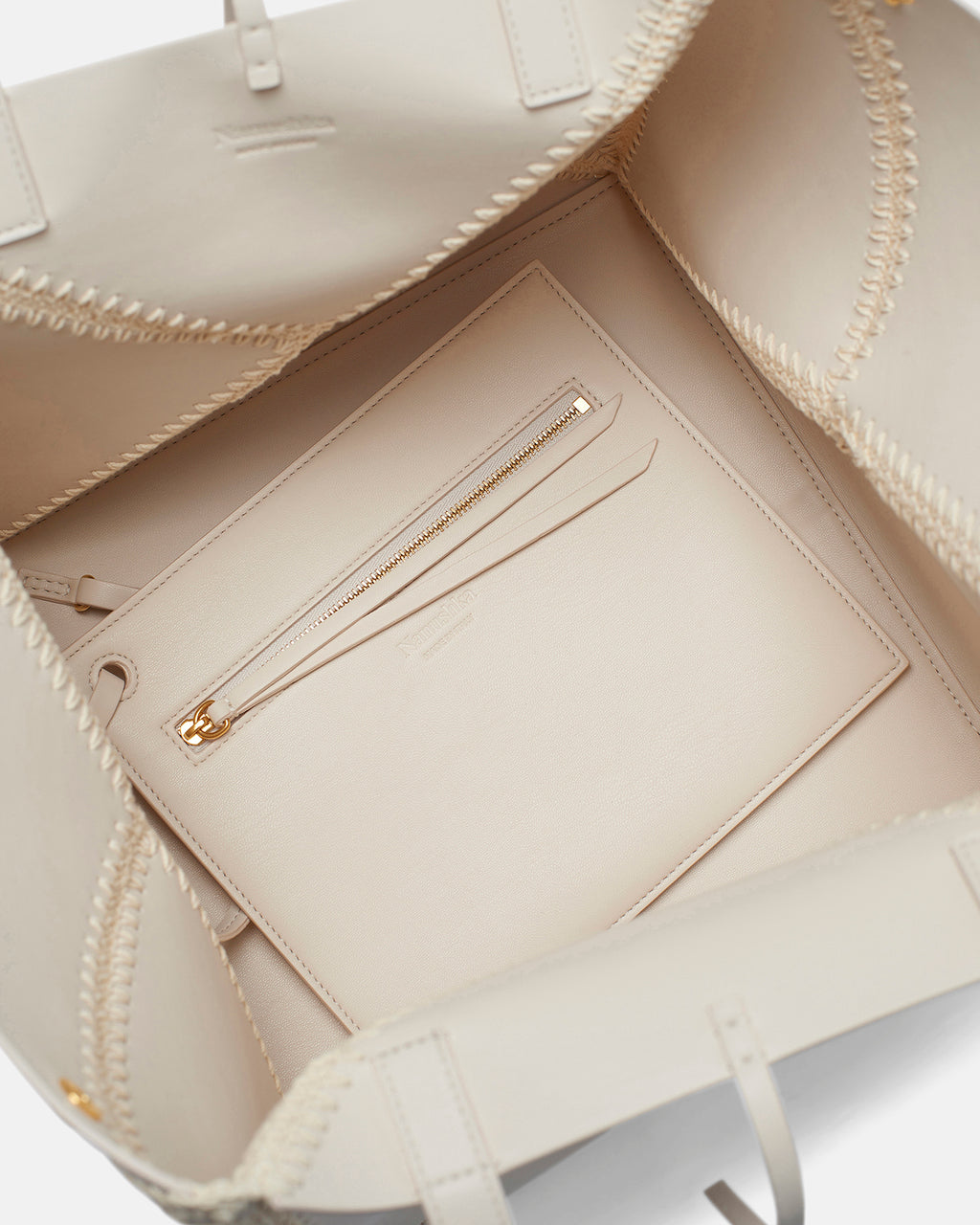 Origami Tote - Alt-Nappa crochet tote - Off White/Crème