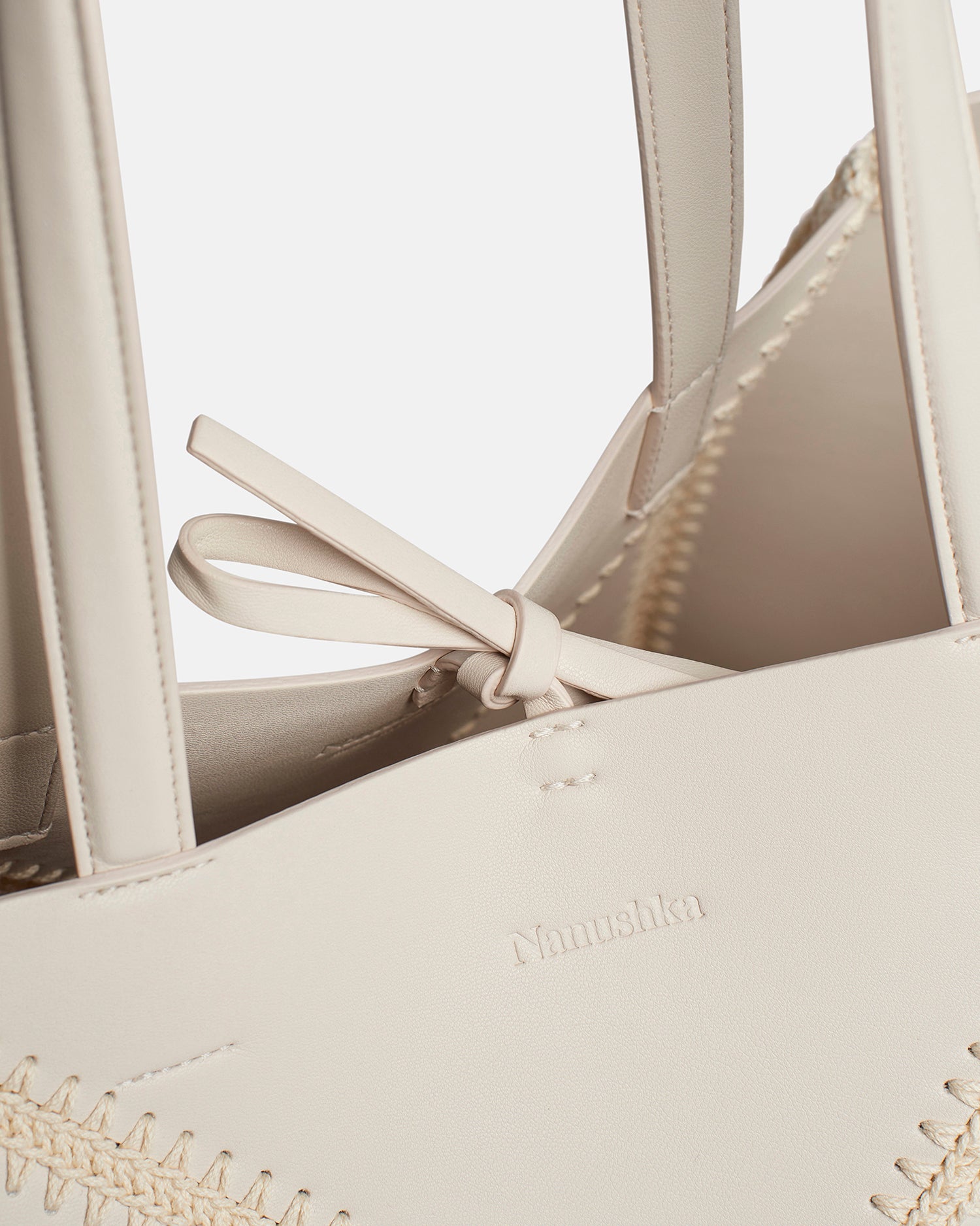 Origami Tote - Alt-Nappa Crochet Tote - Off White/Crème