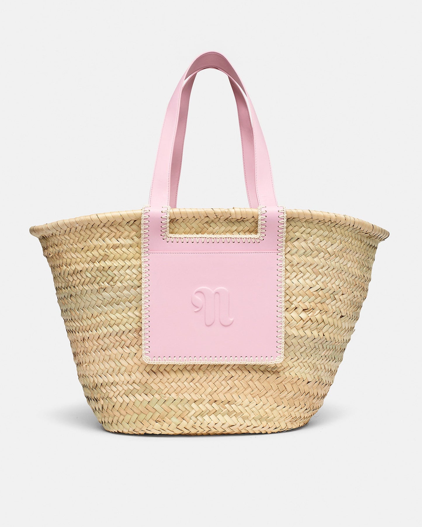 The Beach Bag - Raffia Tote - Pink