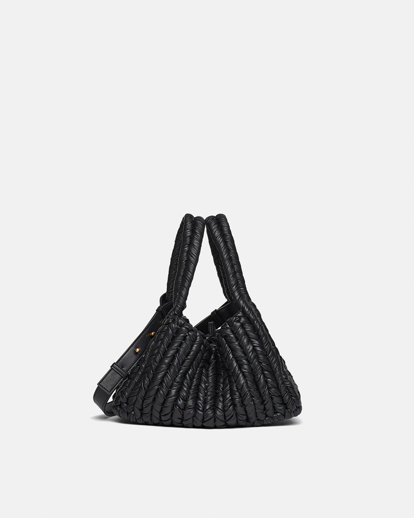 The Busket - Okobor™ Alt-Leather Knit Bucket Bag - Black