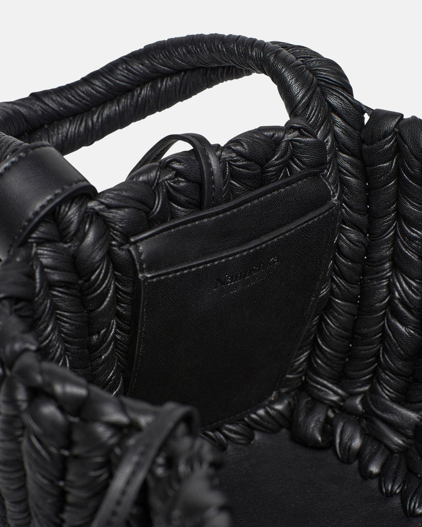 The Busket - Okobor™ Alt-Leather Knit Bucket Bag - Black