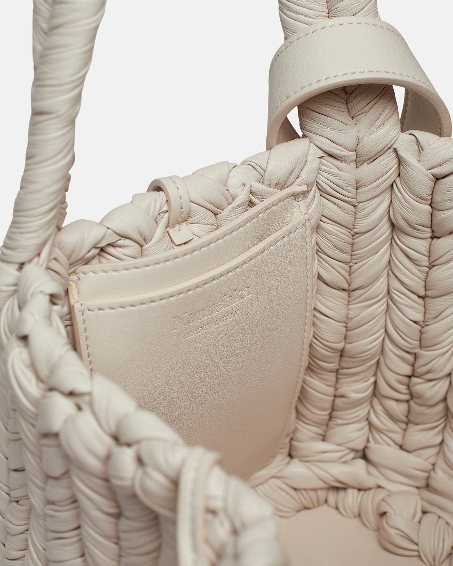 The Busket - Okobor™ Alt-Leather Knit Bucket Bag - White