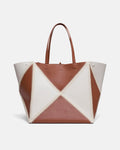 Origami Tote Large - Alt-Nappa crochet tote - Off White/Tan/Crème