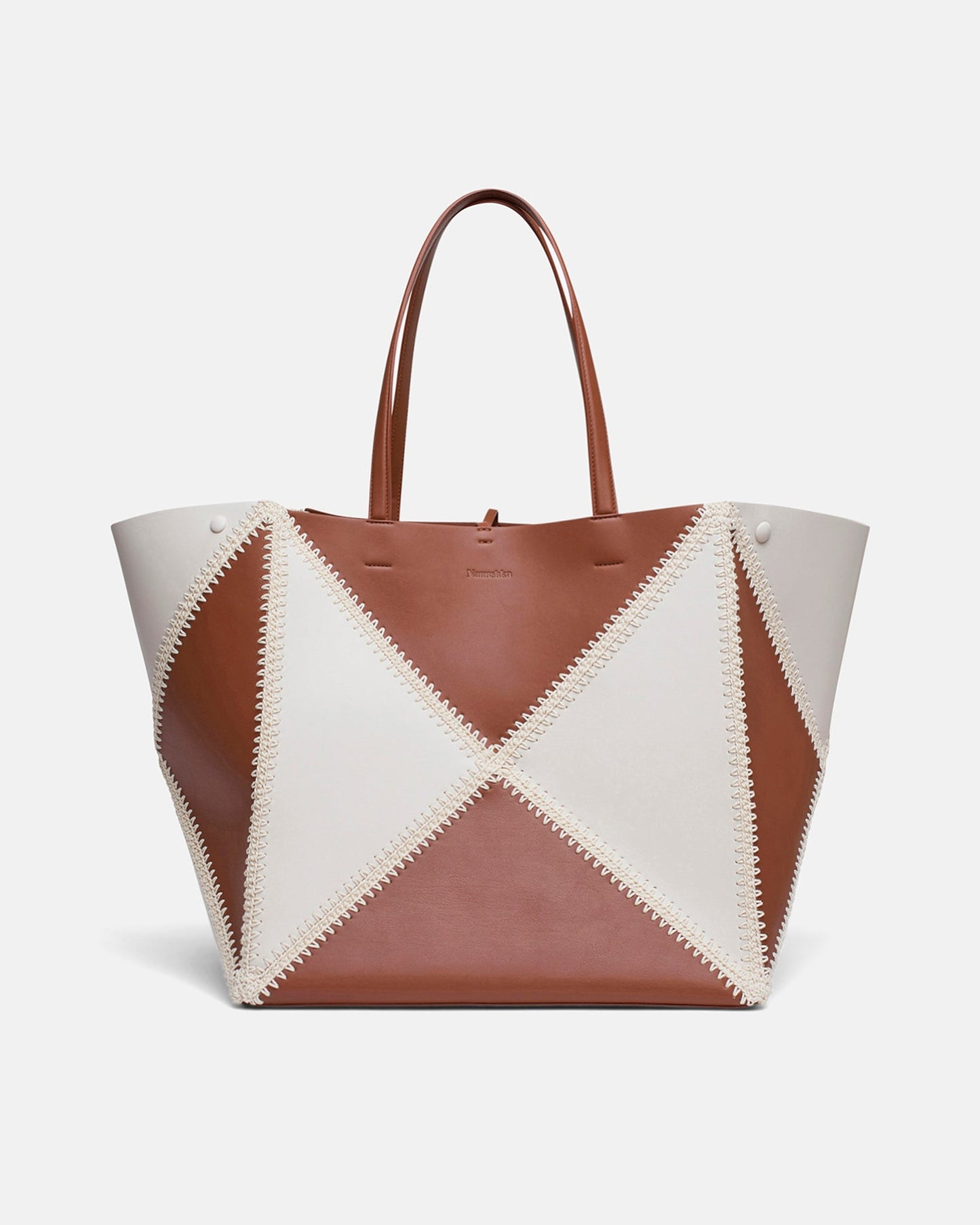 The Origami Tote Large - Alt-Nappa Crochet Large Tote - Tan Leather