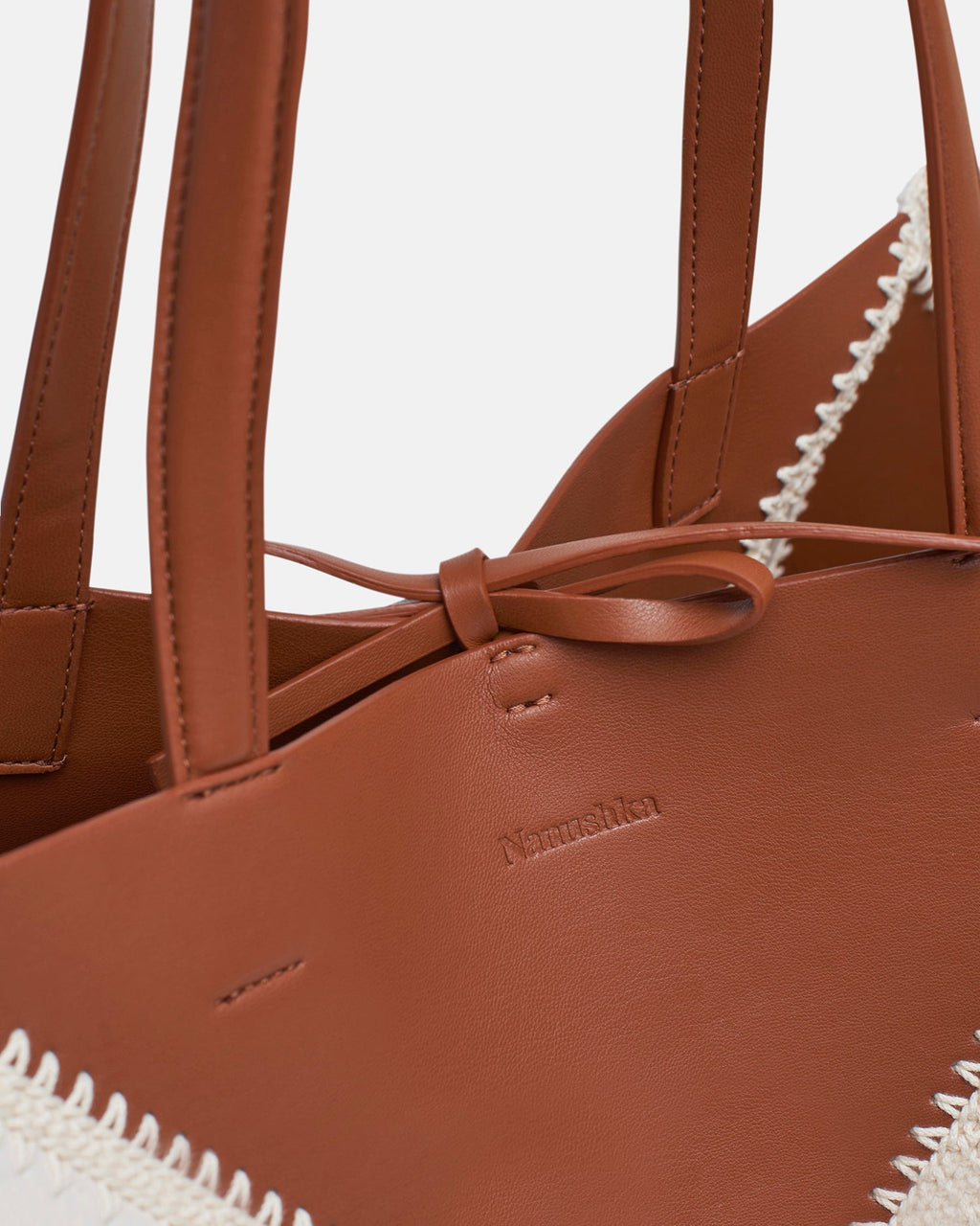 Origami Tote Large - Alt-Nappa crochet tote - Off White/Tan/Crème