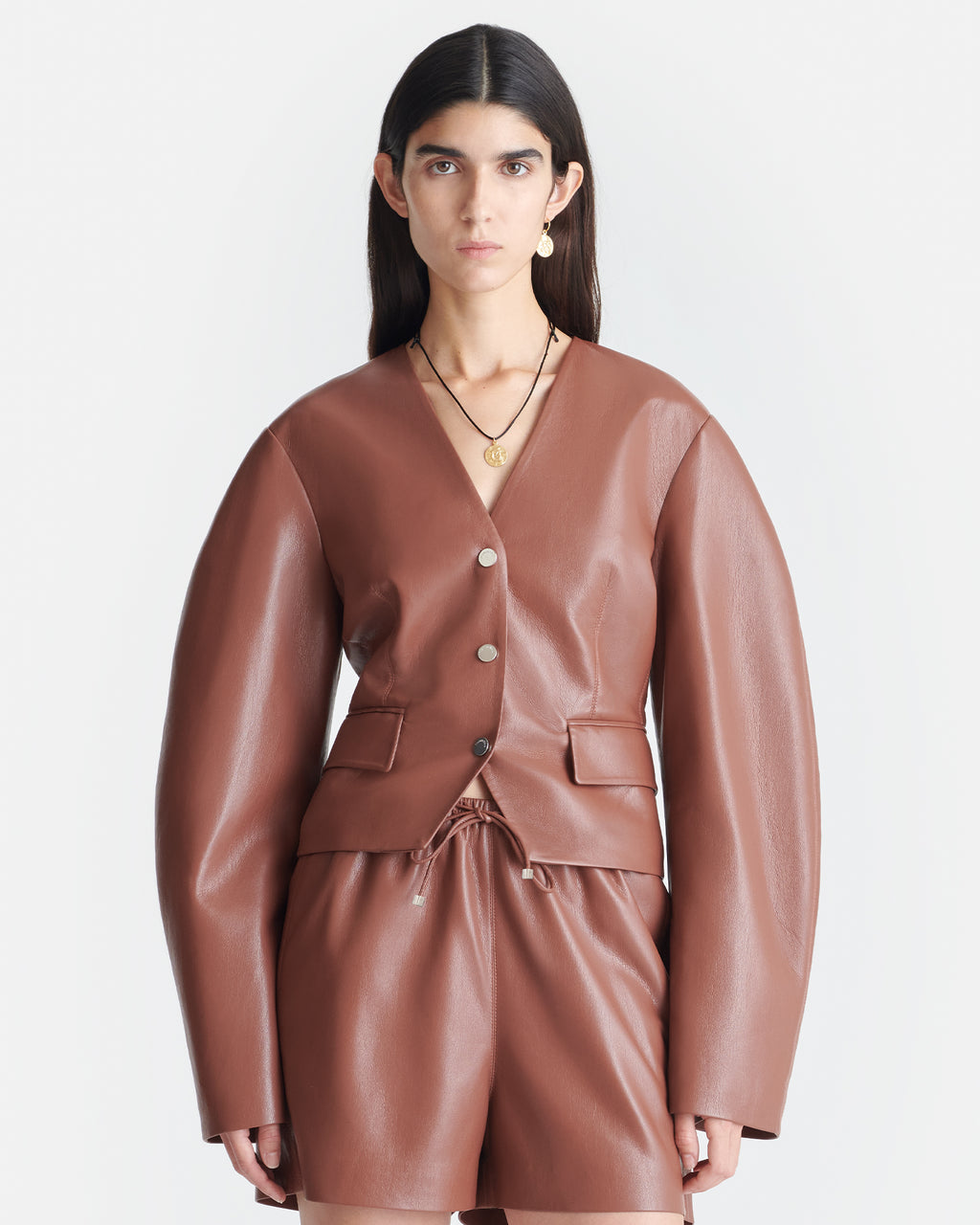 Kiyo - Okobor™ Alt-Leather Blazer - Henna