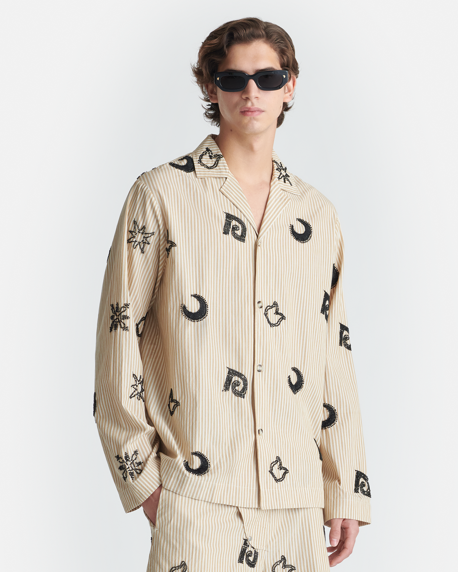 Haris Beaded shirt Beige Black