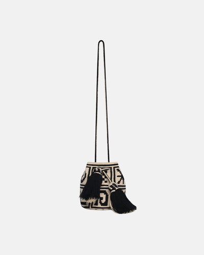 Wayuu Symbol Mini - Crocheted Bucket Bag - Kopjafa Black/Creme