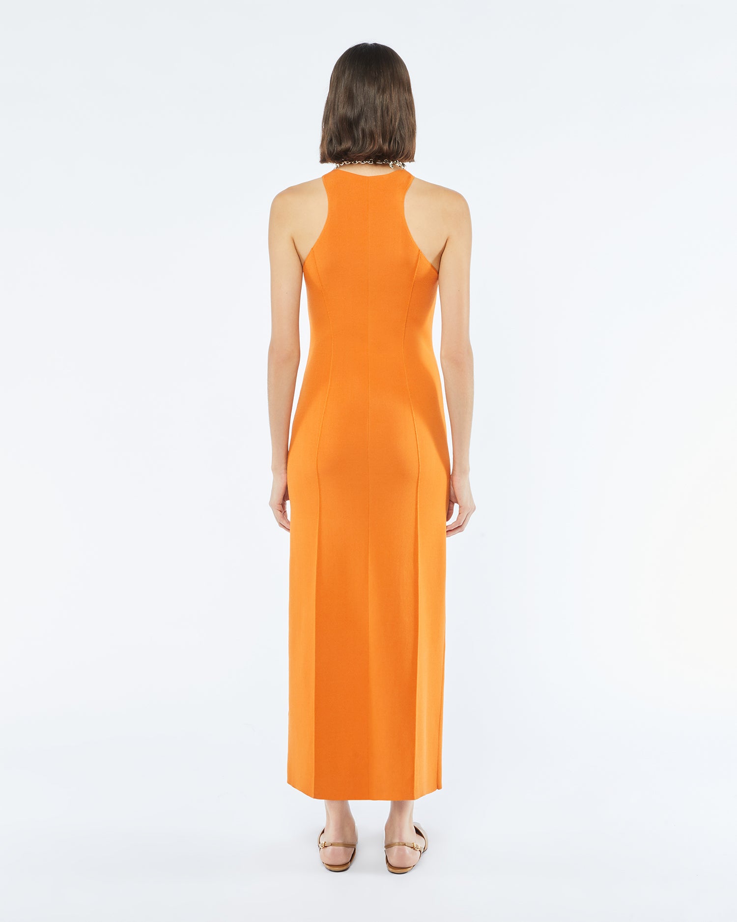 Elia - Sale Fitted Halterneck Midi Dress - Orange – Nanushka