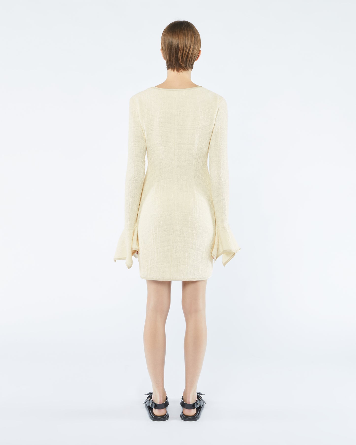 Elva - Textured Bouclé Tweed Dress - Creme
