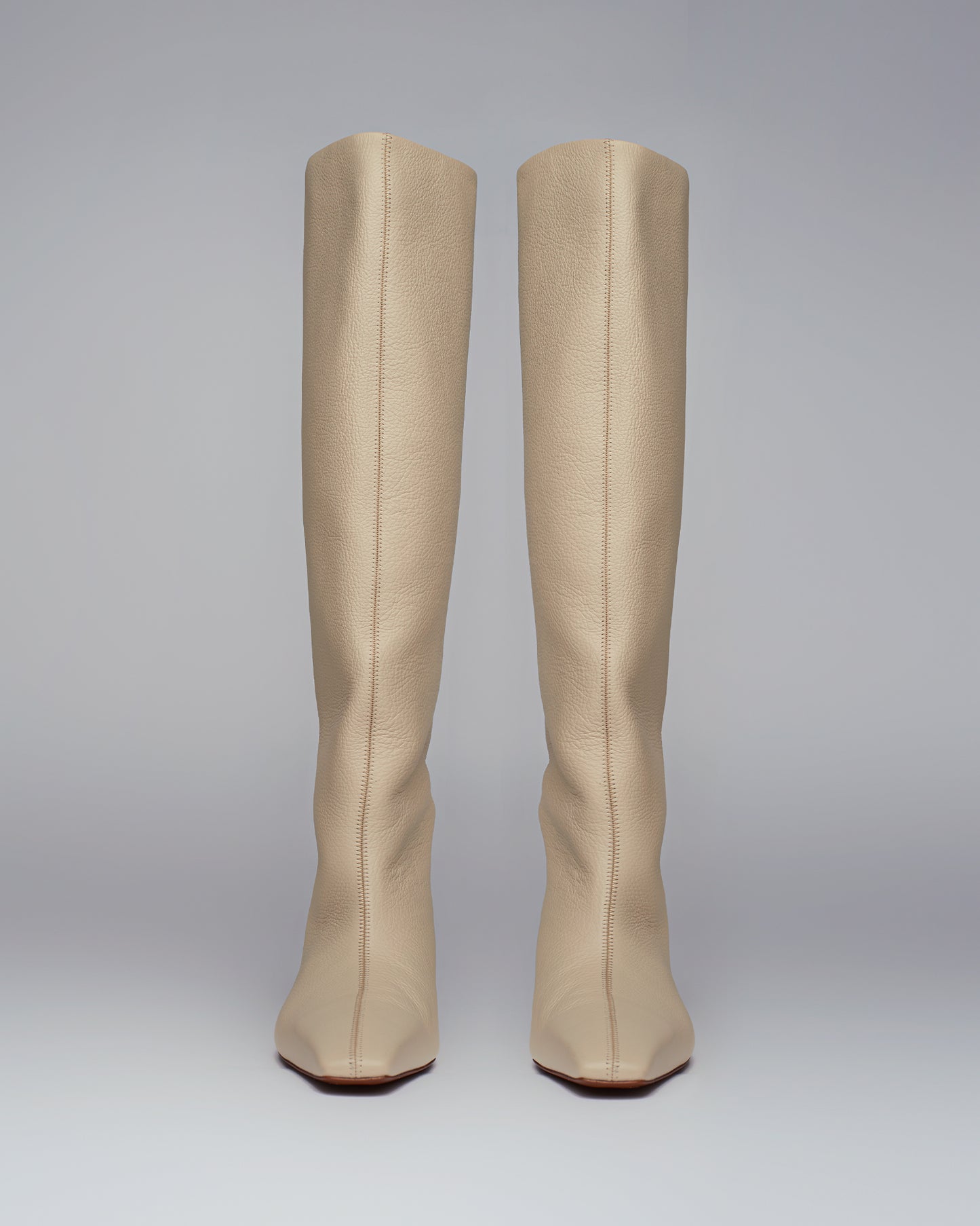 Pippa - Leather Knee Boots - Creme