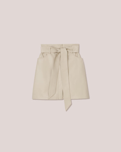 Meda - Alt-Leather Mini Skirt - Creme