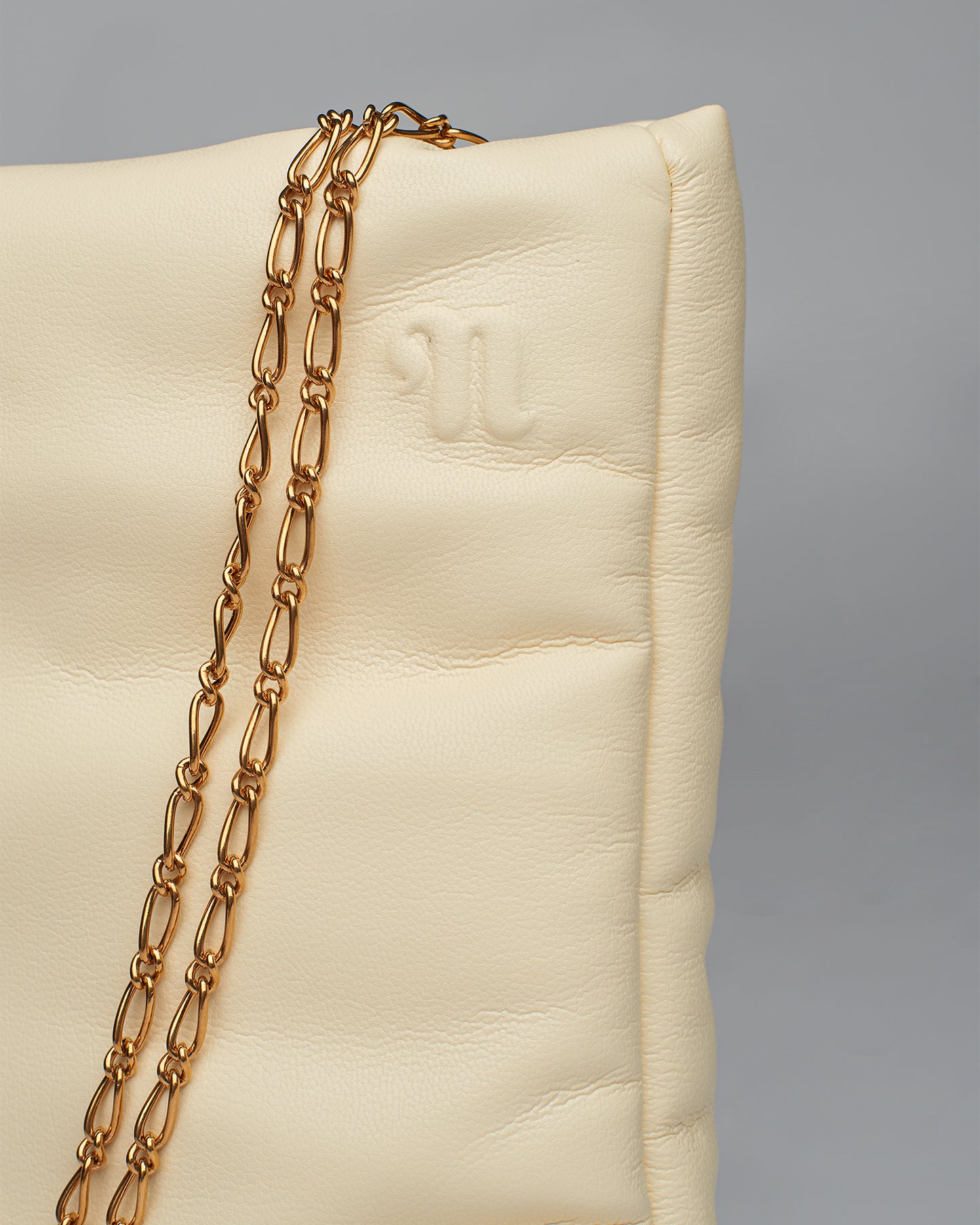 Noelani - Chain-Embellished Vegan Leather Bag - Vanilla