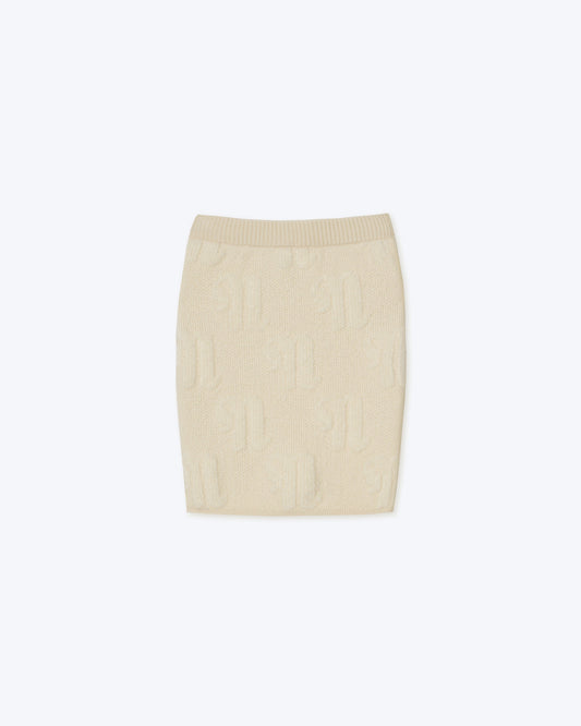 Azra - Sale Monogram Mini Tube Skirt - Vanilla