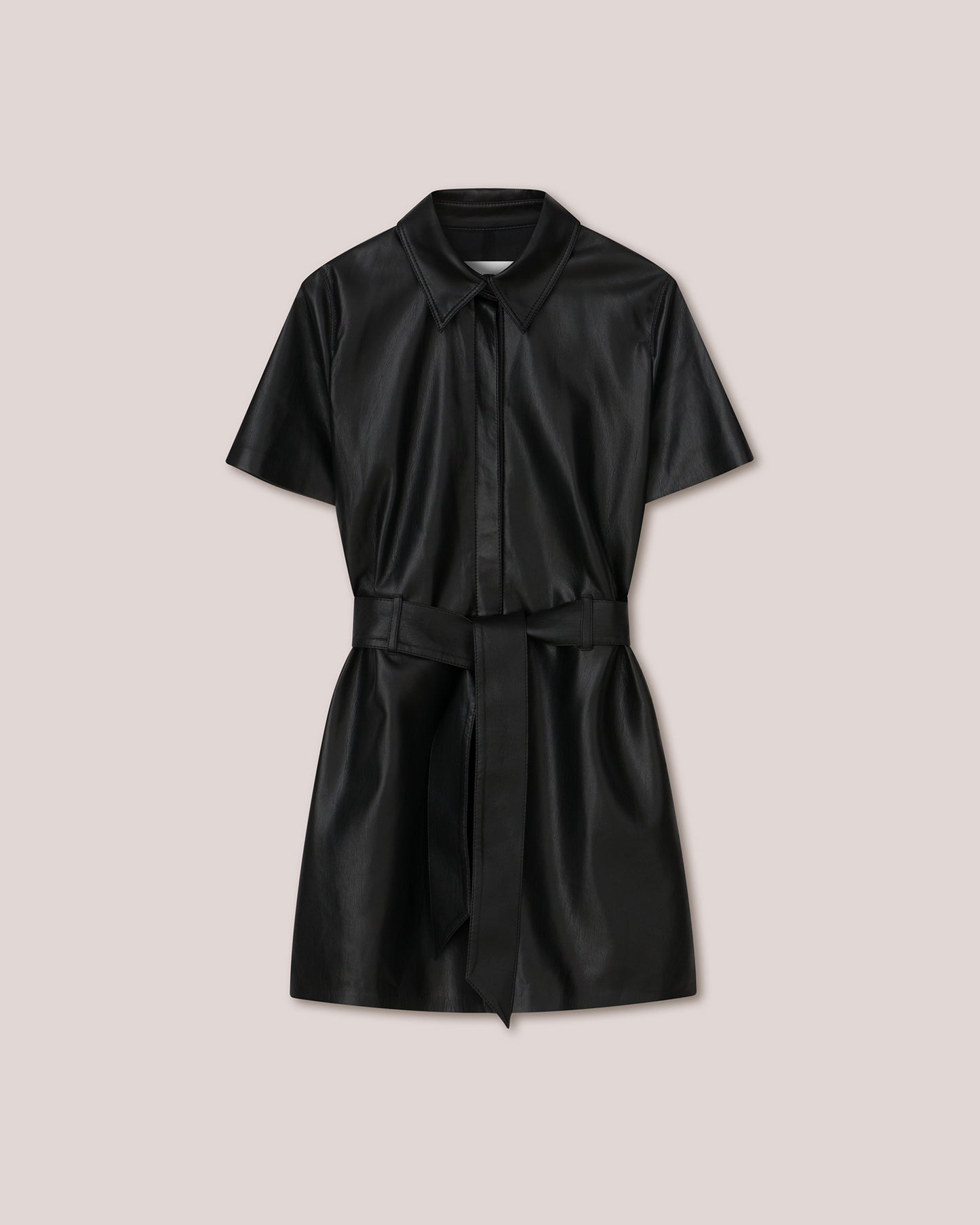 Halli - Alt-Leather Shirt Dress - Black