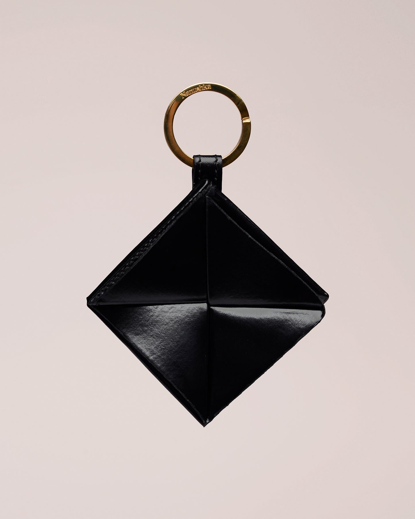 Quinn - Archive Patent Vegan Leather Origami Keychain - Black