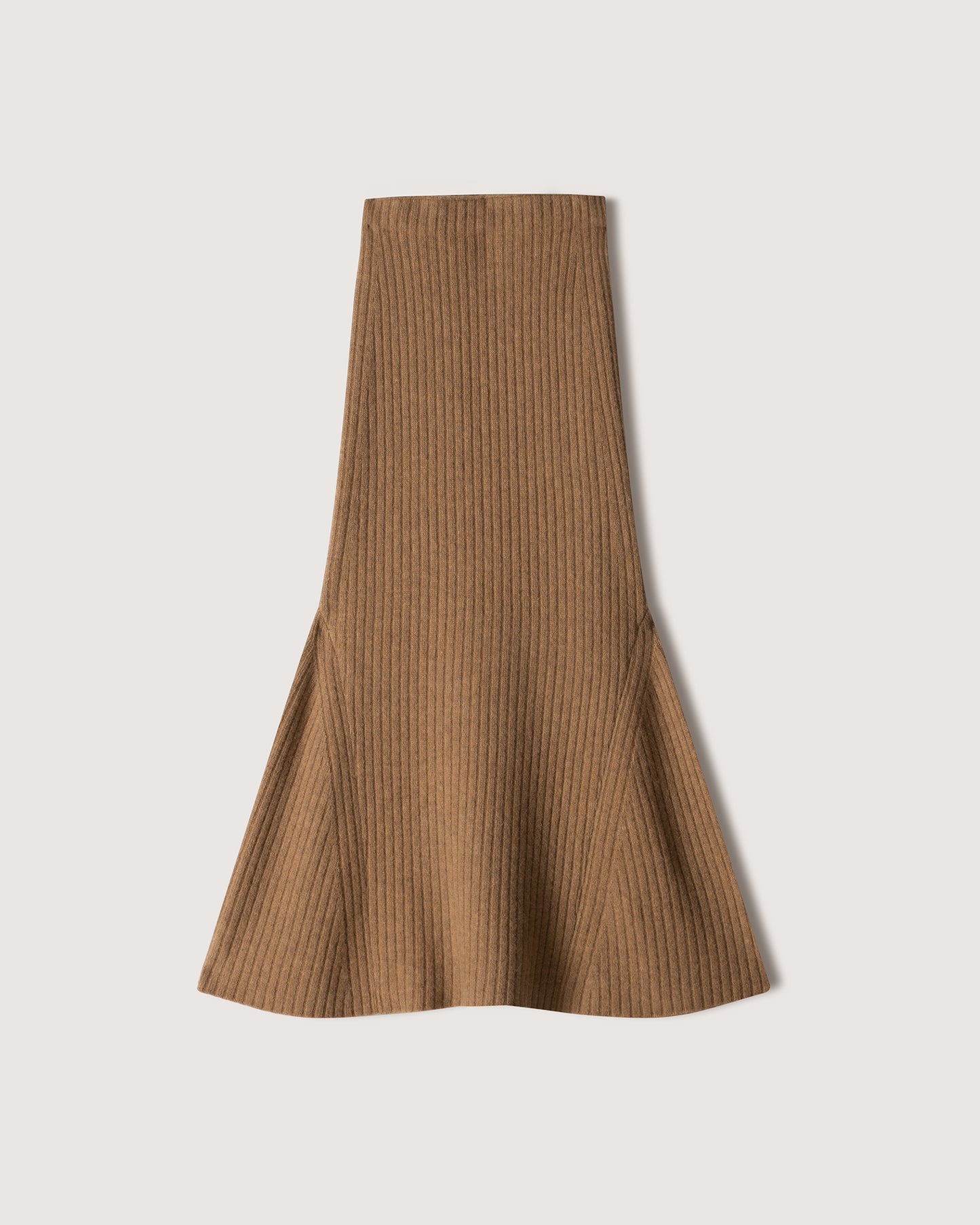 Alyna - Archive Fluted Ribbed Alpaca Skirt - Camel
