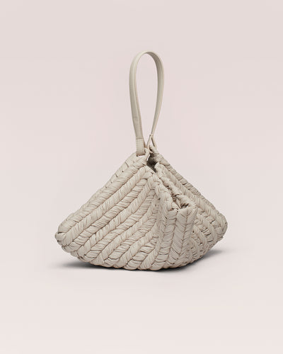 The Square Bag - Knitted Leather Tote Bag - White