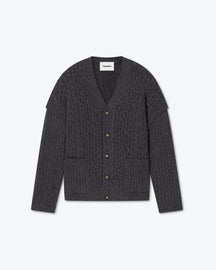 Elmo - Cable Knit Cardigan - Charcoal
