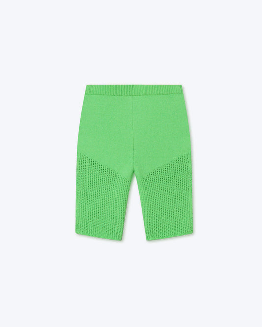 Paola - Textured Cotton-Crochet Shorts - Bright Green
