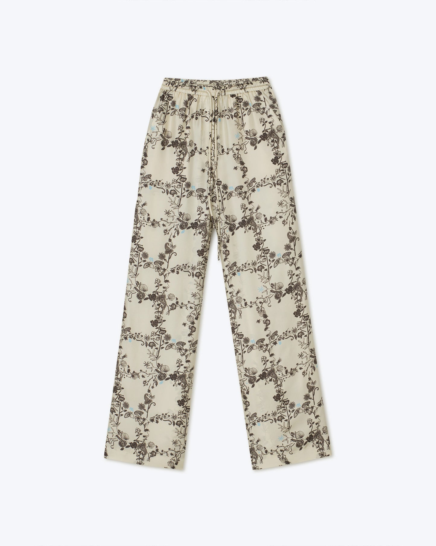 Jarine - Printed Twill Silk Pants - Floral Frame Brown