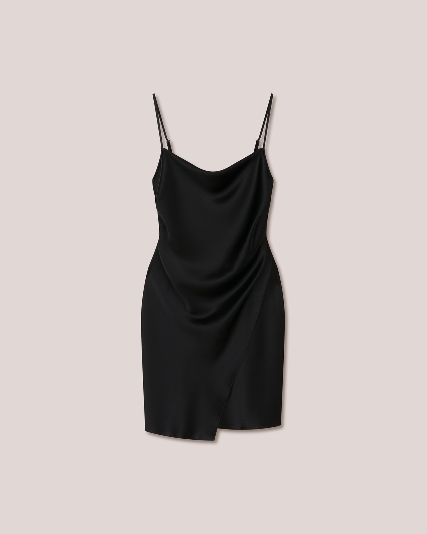Emila - Slip Satin Mini Dress - Black