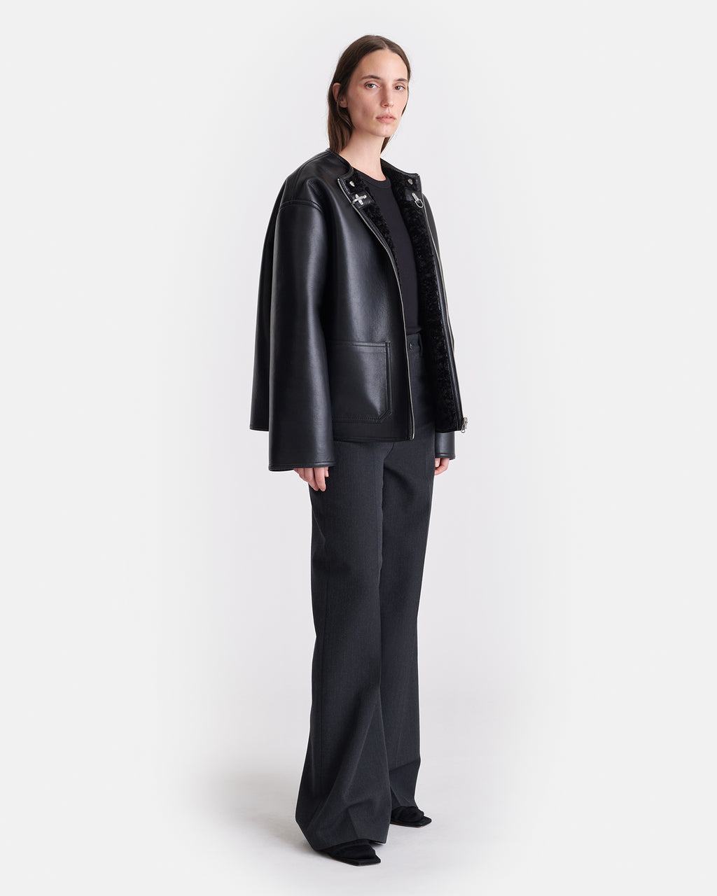 Panka - Reversible shearling jacket - Black/Black