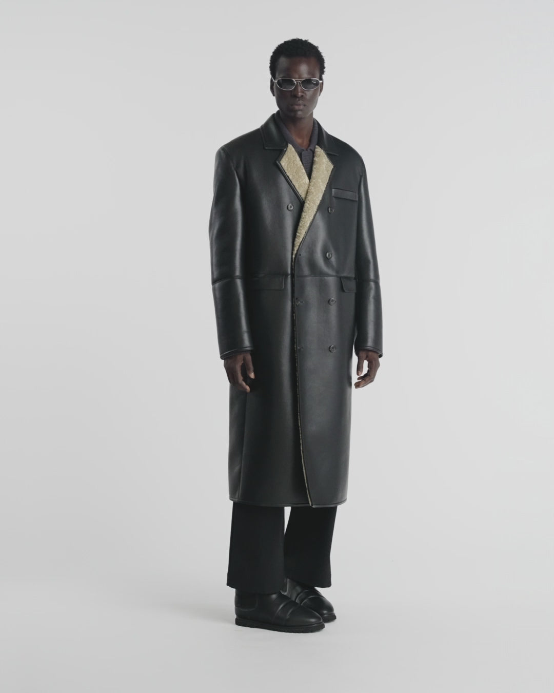 Sverre - Bonded Shearling Coat - Cornstalk/Black