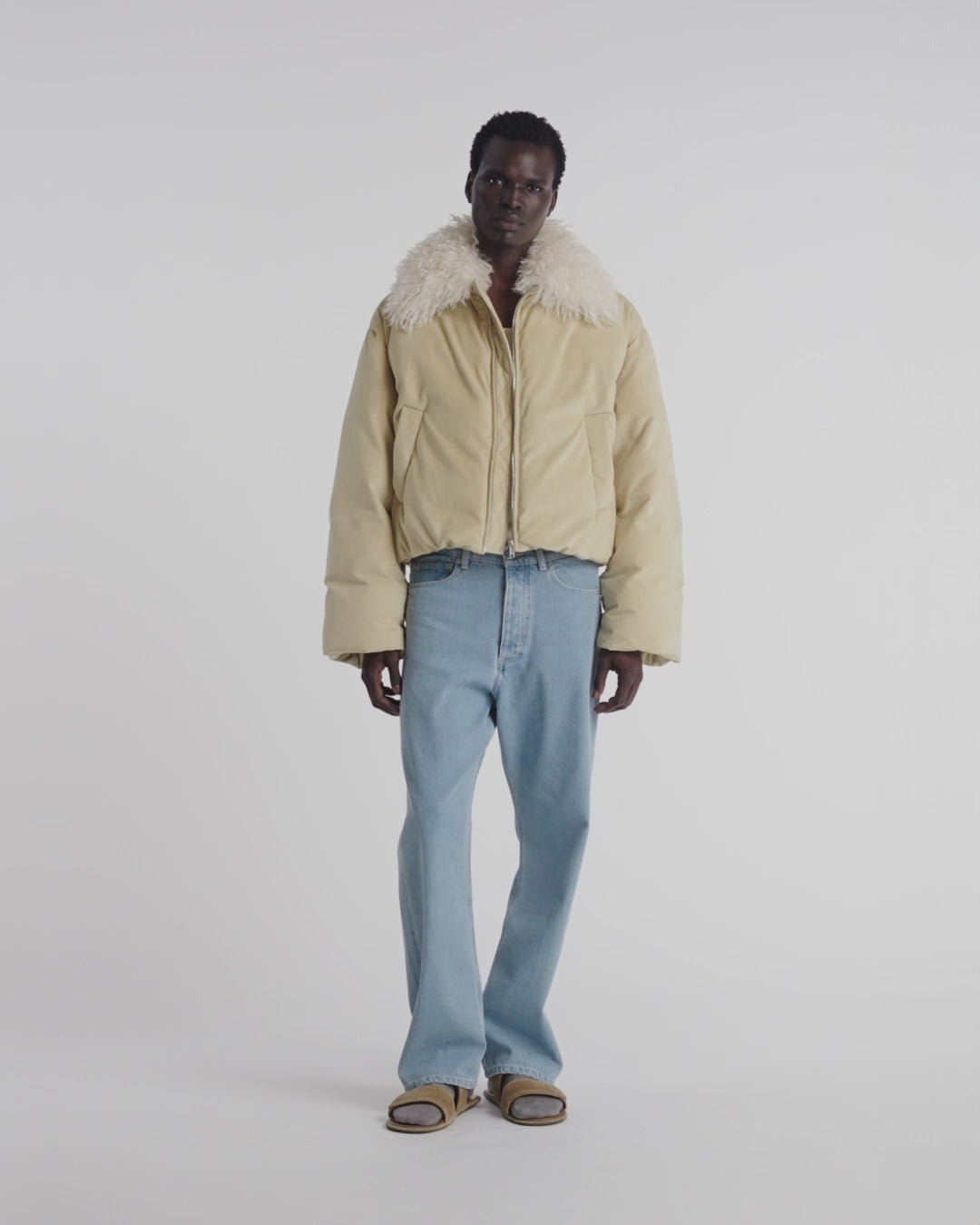 Zacharie - Alt-Suede and Faux-Fur Jacket - Beige/Creme