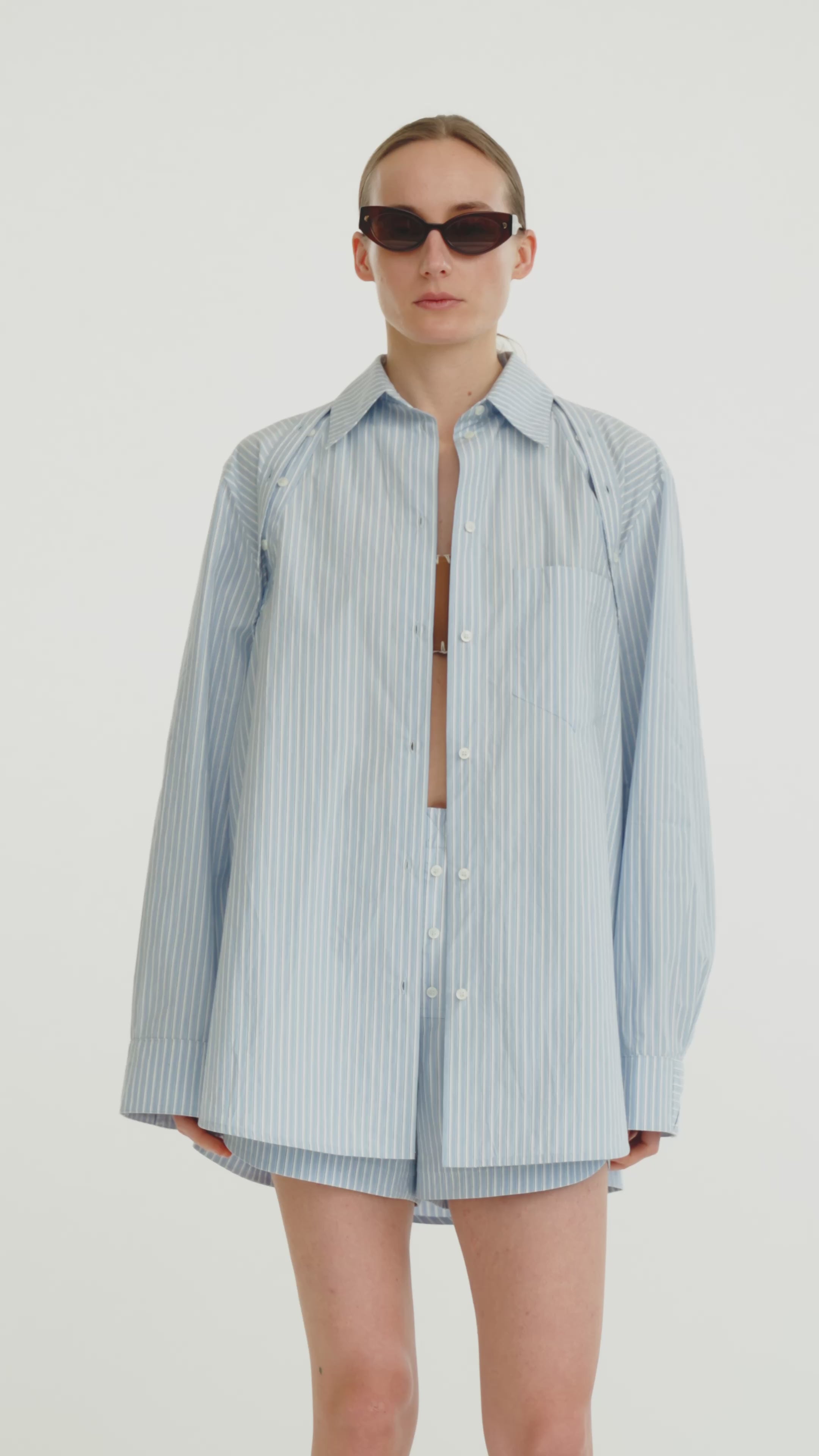 Nananda - Oversized shirt - Blue/White/Navy