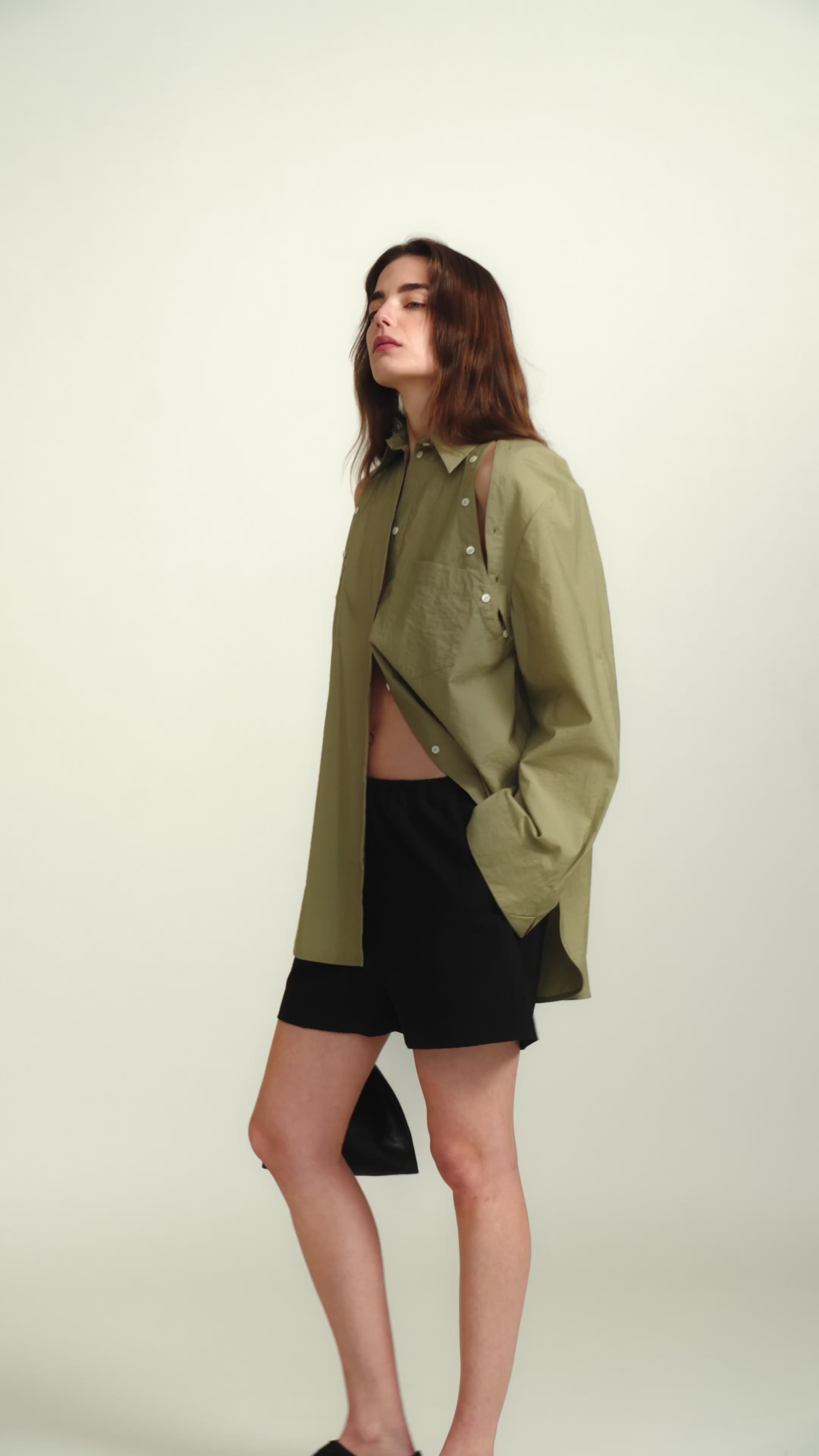 Nananda - Light Shirting Oversized Shirt - Moss