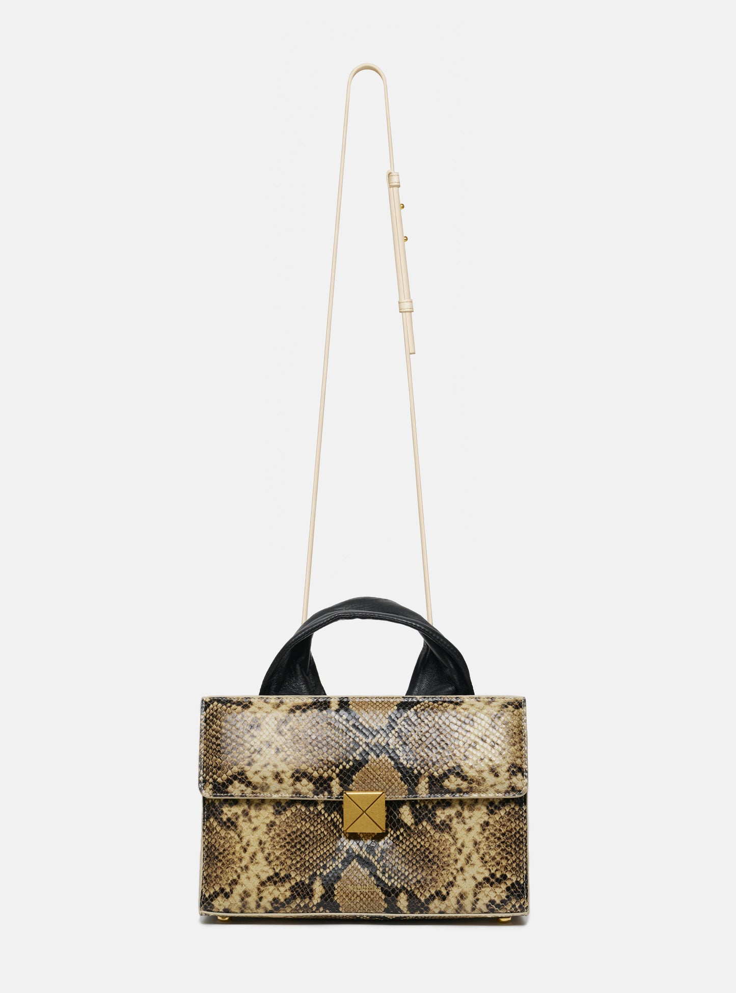 Sandi Lock - Embossed Leather Top Handle Bag - Snake